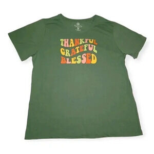 Positivitees Women's Green Crew Neck Shirt Short Sleeve Size XXXL (22) Casual